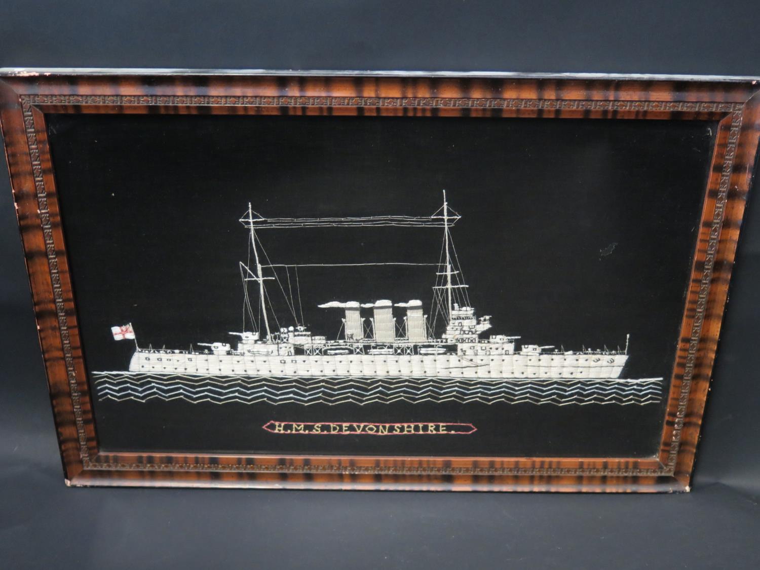 H.M.S. Devonshire Needlework, F&G, 52x32cm