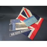 A Selection of Oddments including AIR RAID WARDEN aluminium sign (33.5cm), Air Force Flying Manual