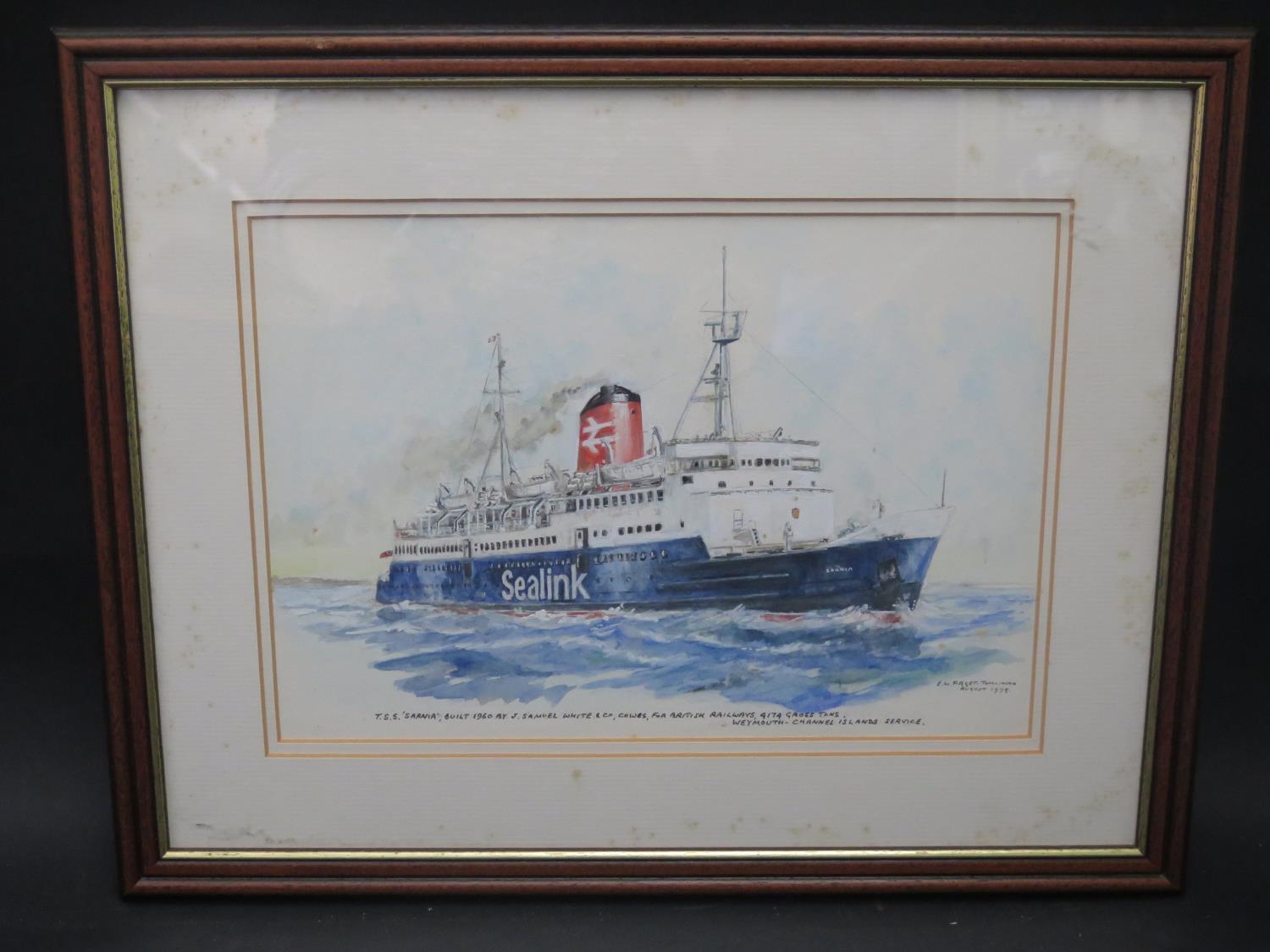 E.W. Tomlinson August 1988, T.S.S. SARNIA, watercolour, F&G, 29x20cm