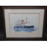 E.W. Tomlinson August 1988, T.S.S. SARNIA, watercolour, F&G, 29x20cm