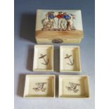 A Royal Doulton Ceramic Cigarette Box decorated with three sailors and containing four ashtrays