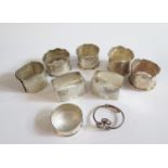 Nine Silver Napkin Rings, 219.7g