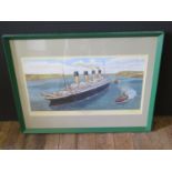 Simon Fisher, The Titanic at Queenstown, artist endorded and signed in pencil by Millvina Dean, F&G,