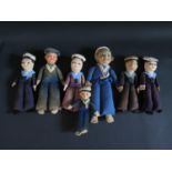 A Collection of Norah Wellings Sailor Dolls, largest 27cm