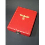 A Rare WWII German Red Leather Medal Case for Eagle Order 1st Class