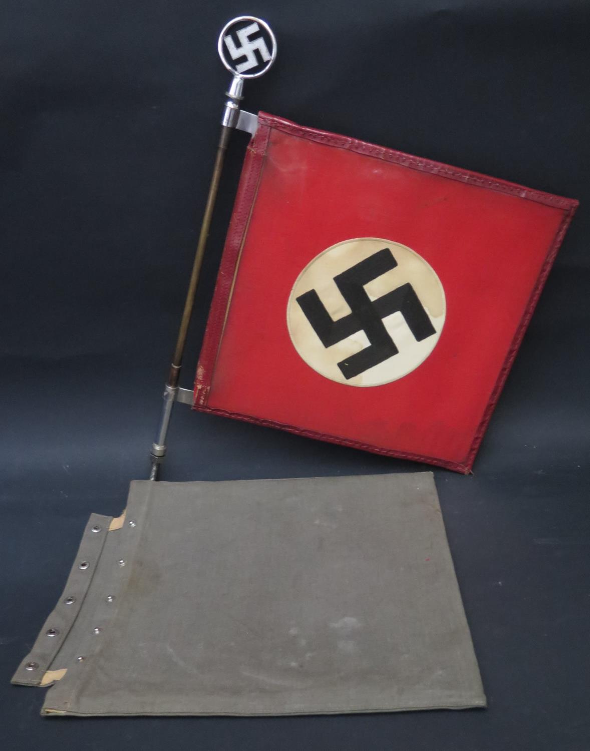 An Extremely Rare WWII German High Ranking Officer's Swastika Car Pennant, 47cm overall length