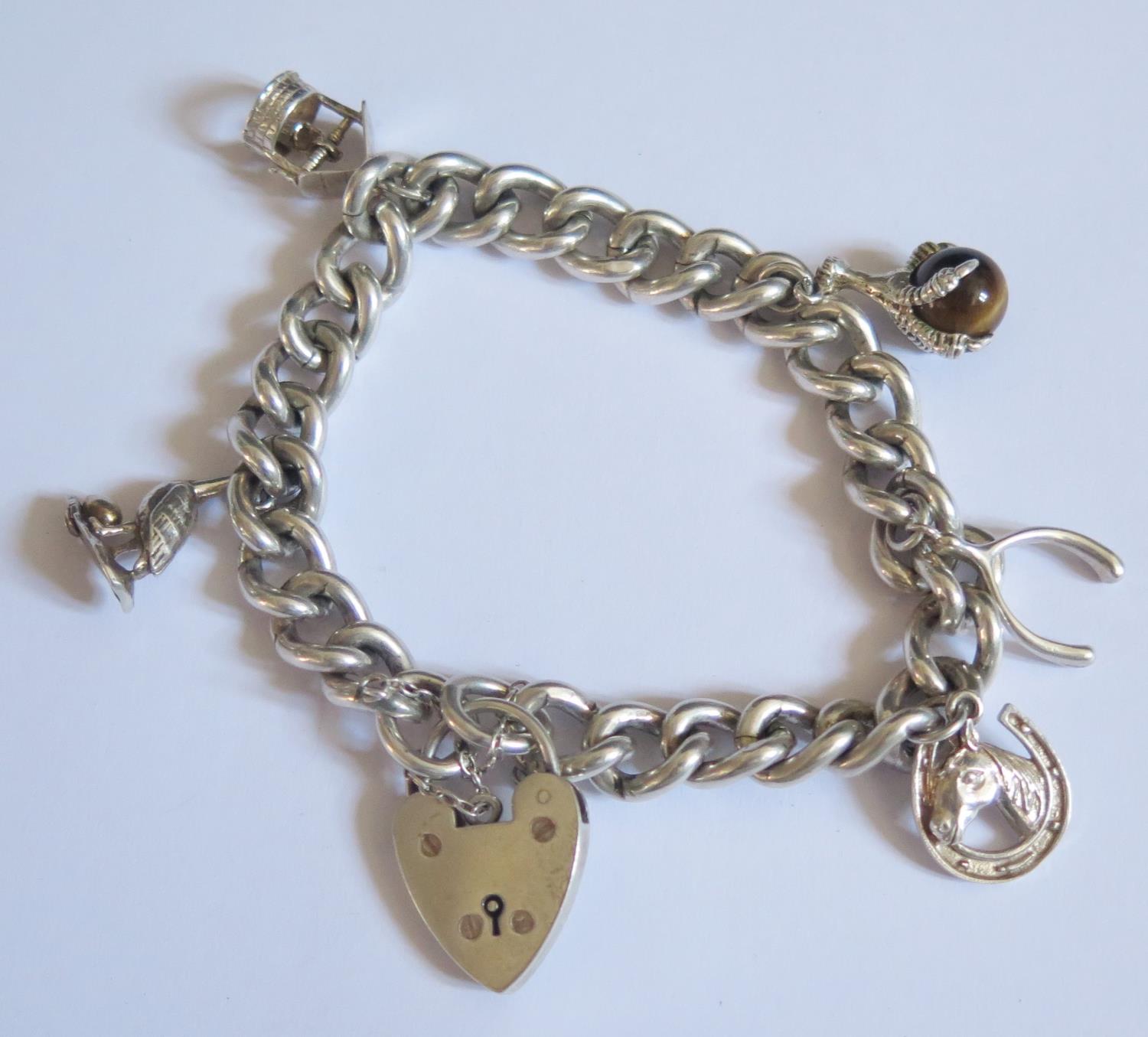 A Silver Curb Link Charm Bracelet, 52g - Image 2 of 2