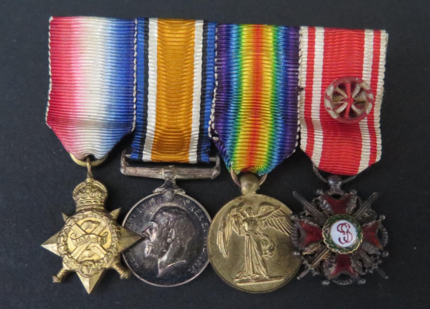 A WWI Four Medal Group of Miniatures including Order of St. Stanislav