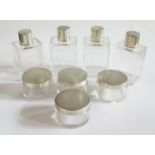A Set of Eight George V Art Deco Silver Top Bottles with engine turned decoration, Birmingham