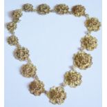 An Unmarked Gilt Filigree Necklace, 44cm, 50g