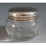 A Chester Silver Top Dressing Table Pot, marks rubbed, 9cm diam.