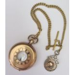 A DENNISON Cased Half Hunter Pocket Watch with Buren movement (running) and gold plated Albert