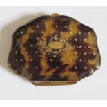 A Nineteenth Century Piqué Tortoiseshell Purse, 77mm wide