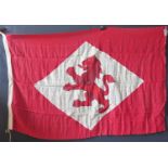 A Shipping Flag the red ground with a central white diamond and red lion rampant, 187x125cm