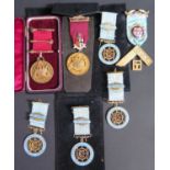 A Collection of Seven Masonic Silver Gilt 'Jewels' 198g