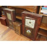 An American Wall Clock, one damaged and two mantle clocks. A/F