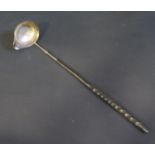 An Unmarked Georgian Silver Toddy Ladle, c. 35cm long