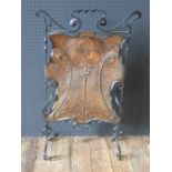 An Art Nouveau Copper and Wrought Iron Fire Screen