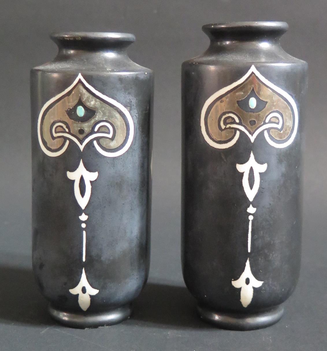 A Pair of Shelley Secessionist Vases, 13.5cm