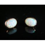 A Pair of 9ct Gold and Singlet Opal Earrings, 1.5g