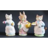 Two Royal Albert Beatrix Potter Figures: Mrs. Ribby, Mrs. Rabbit and Beswick Tabitha Twitchet