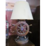 A Ships Wheel Lamp with enamel badge for S.S. Esperance Bay