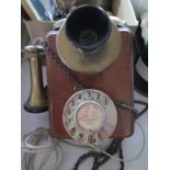 An Old Mahogany Cased Wall Mounted Telephone