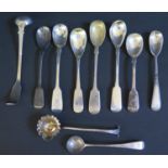 Ten Georgian Sterling Silver Condiment Spoons, 134g