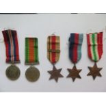 A WWII Five Medal Group including 39-45 Star, Italy Star and Africa Star