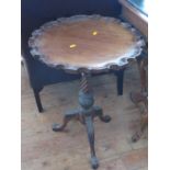 A Reproduction Mahogany Piecrust Pedestal Occasional Table