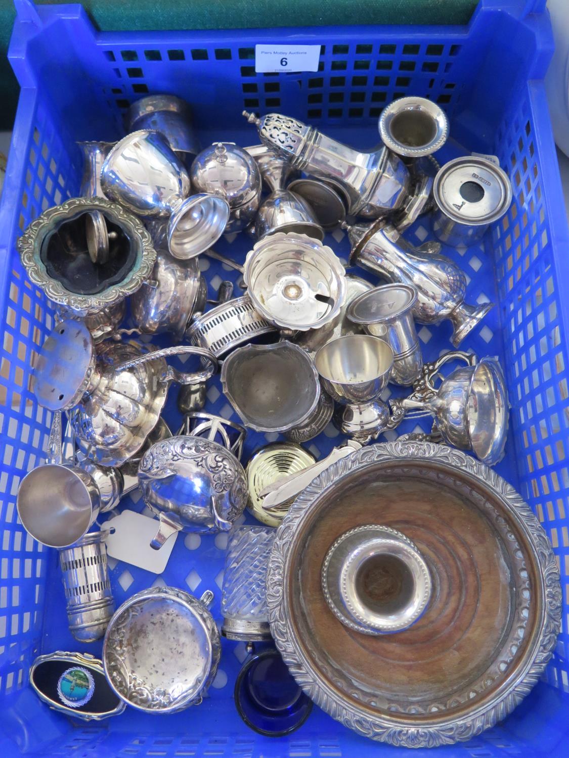 A Selection of Electroplated Silver Cruets, wine coaster etc.