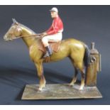 Two Spelter Horse & Jockey Table Lighters. A/F