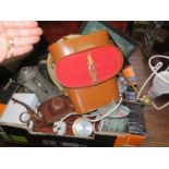 A Pair of Liebermann & Gortz 20x70 Binoculars, Agfa camera, clocks, pictures, spelter ornament etc.