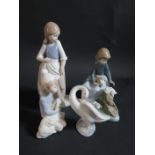 Two Lladro, two Nao Ornaments and a box of Beswick Horses (Beswick all A/F)