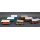 Seven Hornby O Gauge Tinplate Passenger Cars and Rolling Stock.