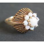 A 9ct Gold and Opal Cluster Ring, size N.5, 4g