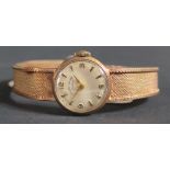 A Lady's Favre-Leuba 9ct Gold Wristwatch with integral bracelet, 14g nett, running