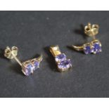 A 9ct Gold, Tanzanite Earring and Pendant Set, 1.4g
