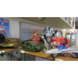 Seven Battery Operated Toy Tanks, Airplane, Bike etc.