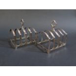 A Pair of George VI Silver Four Slot Toast Racks, Birmingham 1945, Adie Brothers Ltd., 120g