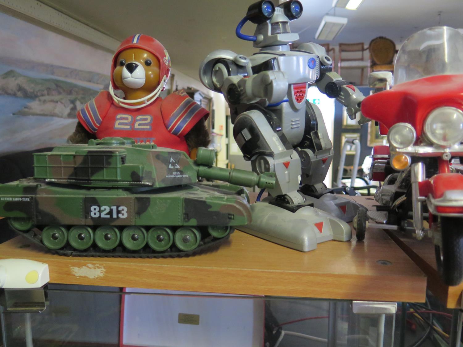 Seven Battery Operated Toy Tanks, Airplane, Bike etc. - Image 3 of 4