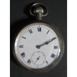A George V Silver Cased Open Dial Pocket Watch, running