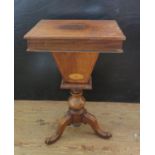 A Victorian Walnut and Inlaid Sewing Table