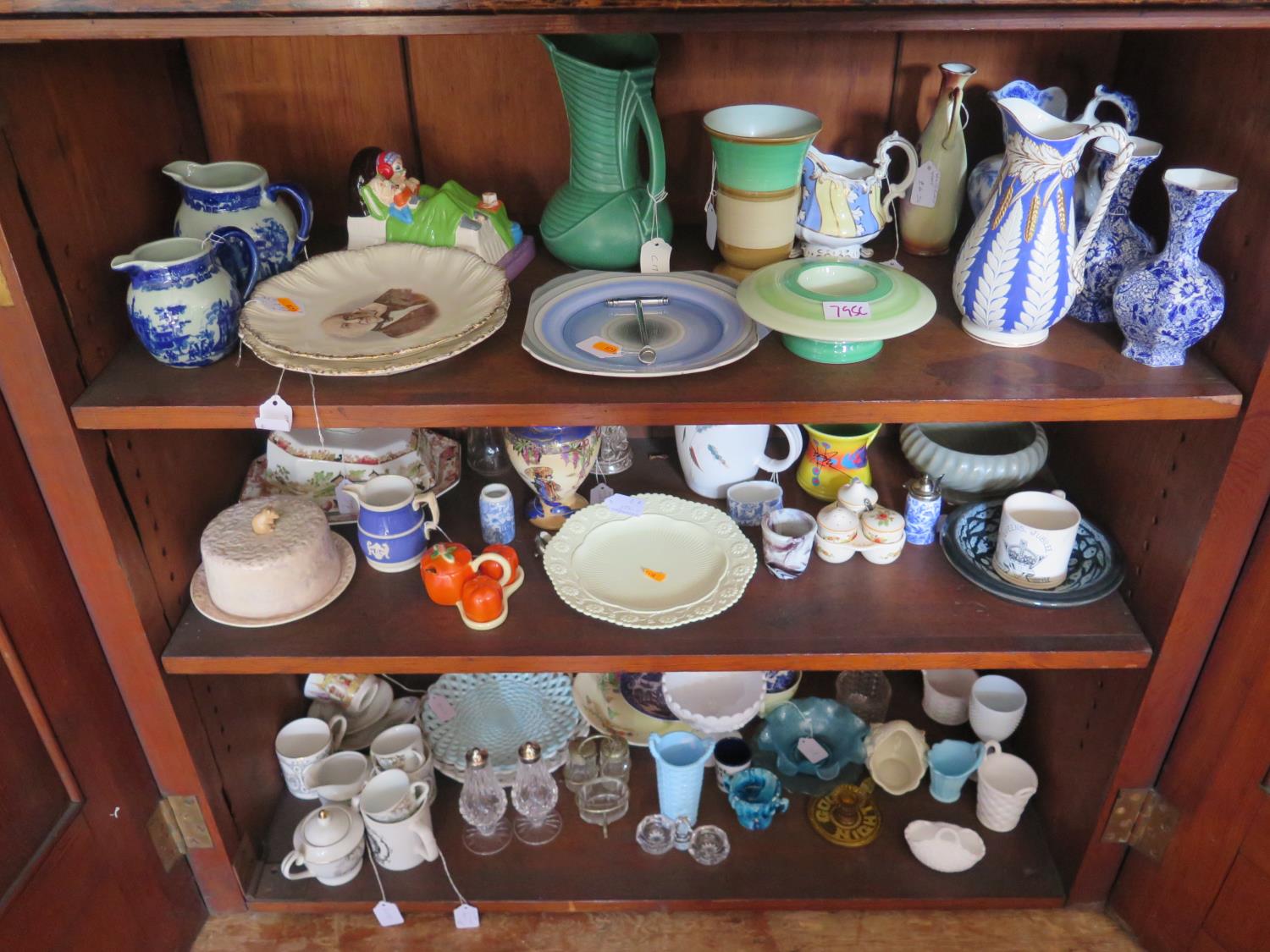 A Selection of Ceramics and Glass including Shelley, Victorian salt glazed jug by William Brownfield