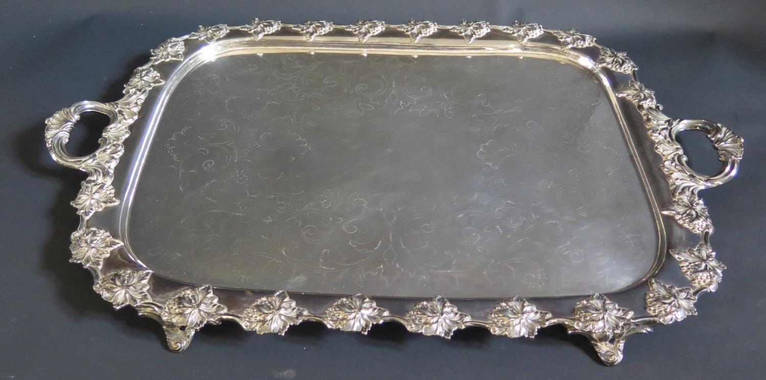 A Large Silver Plated Two Handled Tray, 64cm long