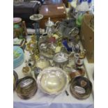 A Selection of Electroplated Silver including tulip vase, footed bowl, tray and other metal ware