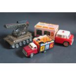 A China Tintoy MF 782 Circus Animal Truck 23.5cm approx., A Japanese TPS Missile Tank (missing