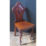 A Victorian Mahogany Hall Chair and pedestal wine table