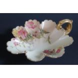 A Royal Worcester Blush Ivory Floral Decorated Pickle Dish