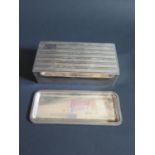 A .800 Silver Tray (8.5x7.2cm), 94g and silver plated cigarette box